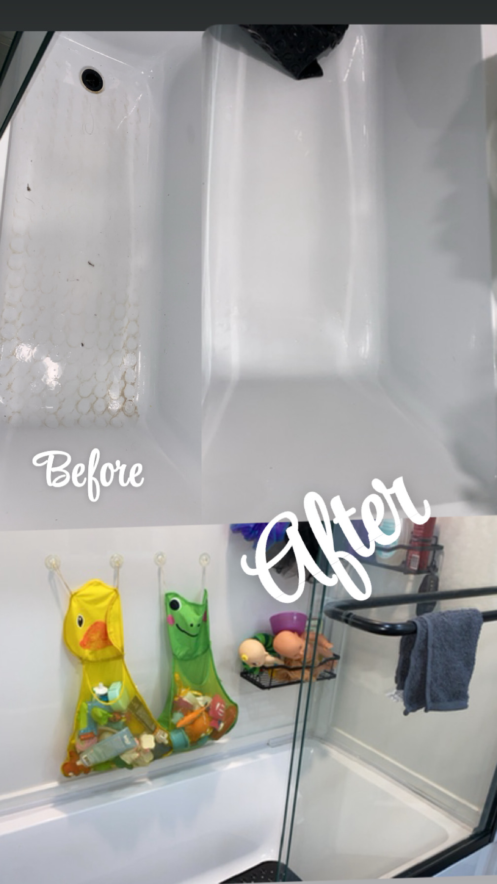 Before and after bathtub cleaning