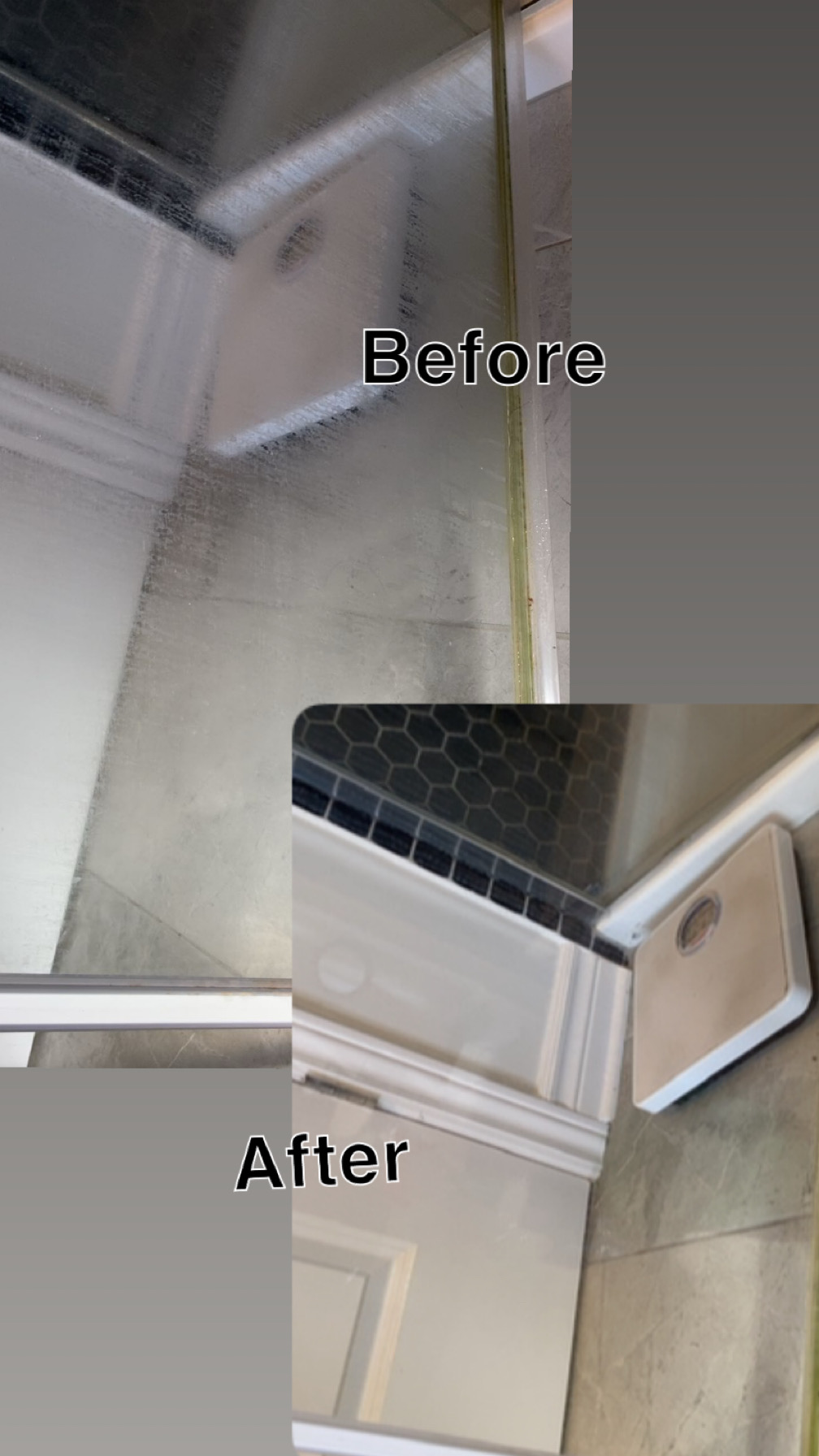 Before and after shower glass cleaning