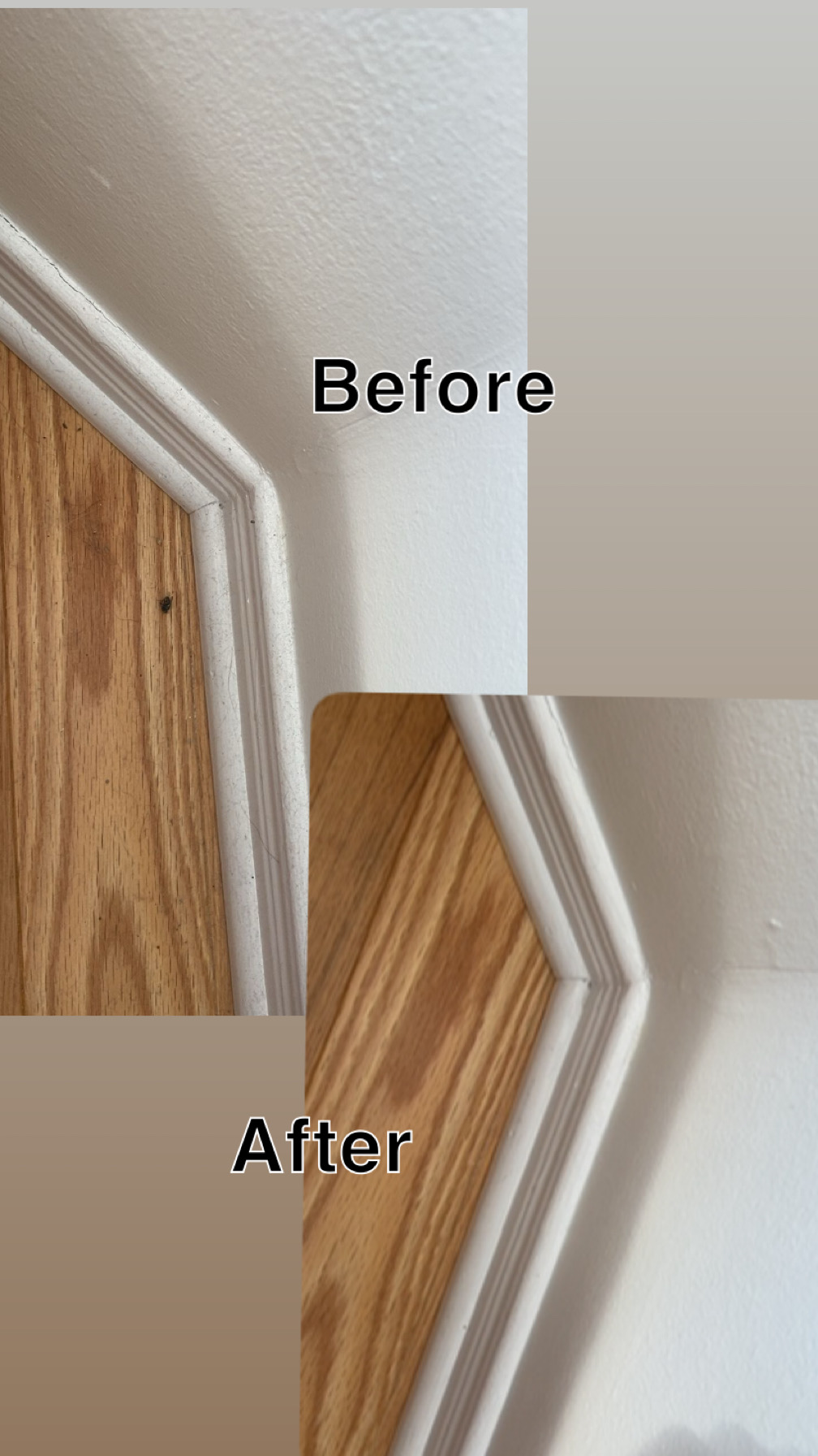 Before and after trim cleaning